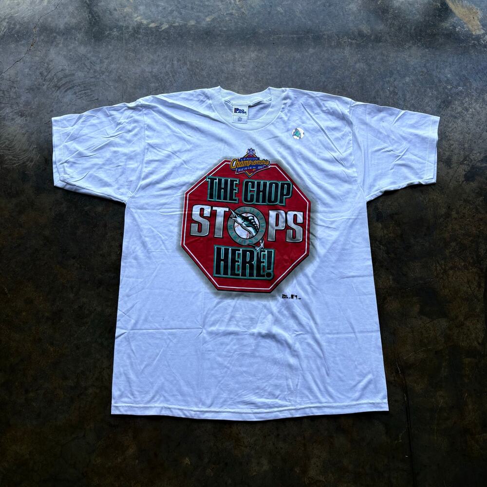Beautiful Vintage The Chop Stops Here Marlins T-shirt